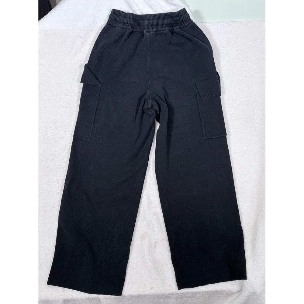 ALO Yoga Cargo Utility Pants XS Black High Waist Soft Washed Pocket Drawstring